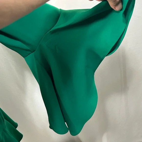 Alfani Womens Green Ruffle Trim Bell Sleeve Asymmetrical Blouse Top Size L - Picture 4 of 8